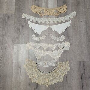 Vintage Lace Collar & Trim Assortment 7 Pieces Beige & White Intricate Designs F